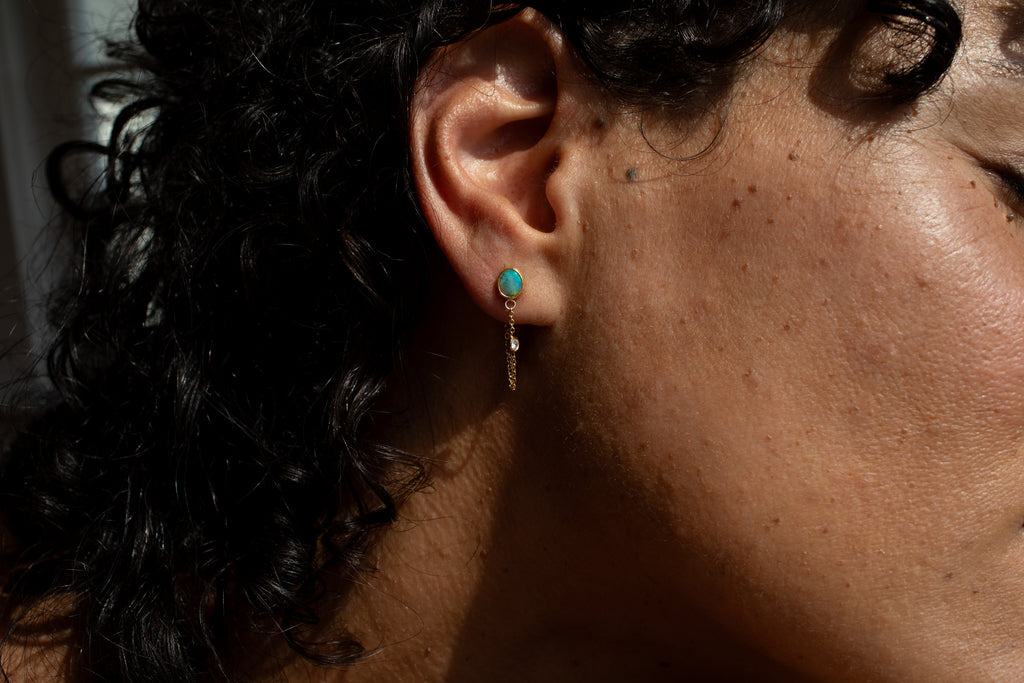 Opal Diamond Loop Earring by Sarah Perlis Jewlery